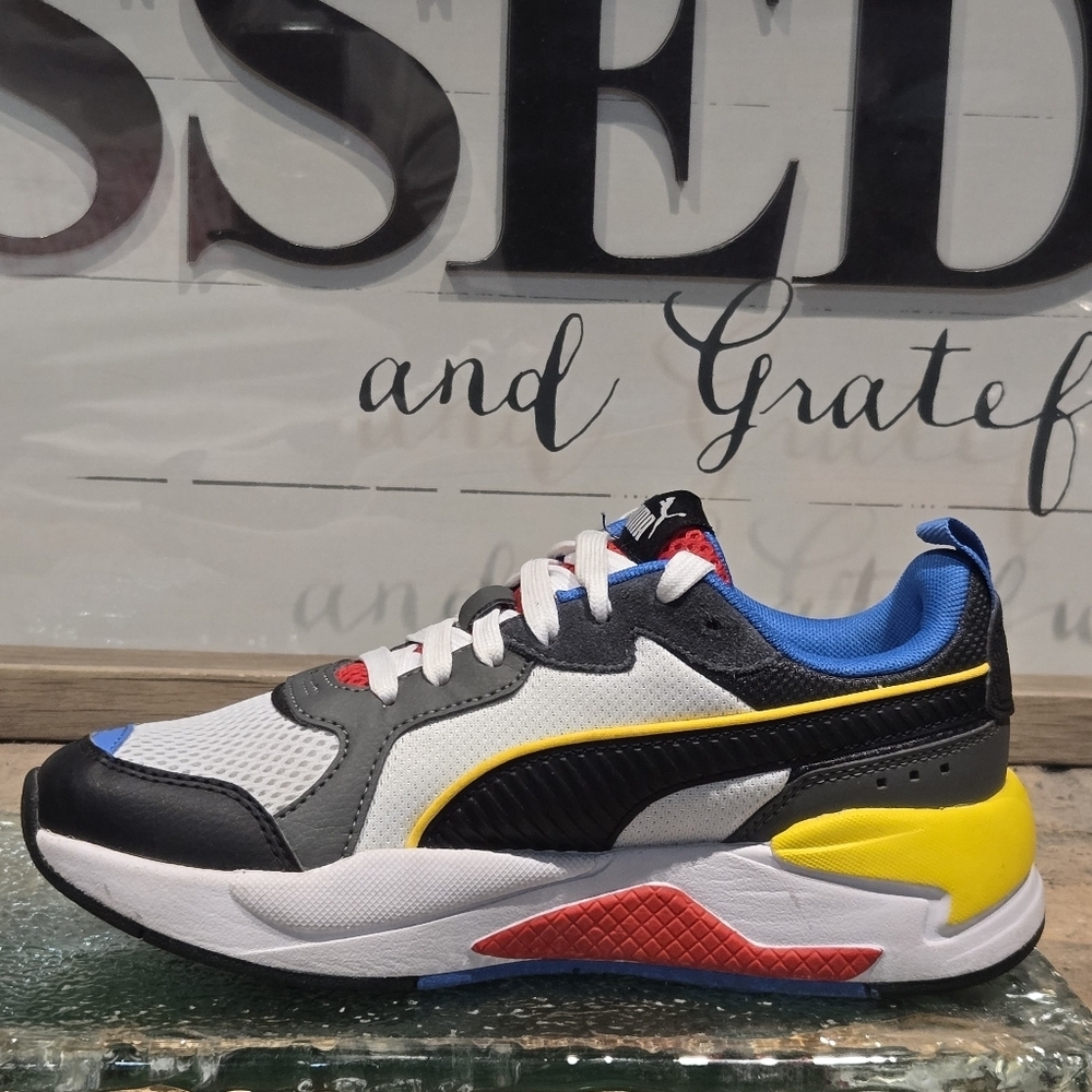 Puma X-Ray C Red Blue Grey Yellow Child Sz 5C #372920-03